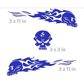 Wild Dingos LLC G0005 - Flame Ghost Skull Decal Kit Golf Cart, ATV, RC Truck, UTV, Motorcycle, Helmet (Blue)