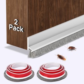 JOALGFDA 2 Pack Guardapolvo y Protector para Puerta, Diseño Integrado con Cepillo, Tope de Corrientes de Aire para Aislamiento de Aire Frío o Caliente,3cm(AN) 100cm(L) (Blanco)