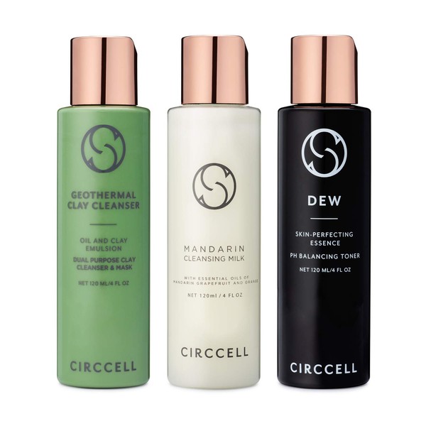 CIRCCELL Daily Basics Trio - Geothermal Clay Cleanser, Mandarin Cleansing Milk and Dew pH Perfector Set