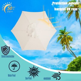 Balcony Parasol, Replacement Cover Parasol 6/8 Struts, Bendable, Parasol 3 m, Half Parasol Waterproof (without Umbrella Frame) (Grey, 3 m / 8 Ribs)