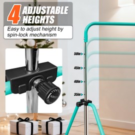 Triclicks Folding Gymnastics Bar for Kids, Adjustable Height Junior Training Kip Bar, Home Expandable Horizontal Gymnastic Monkey Bars Equipment