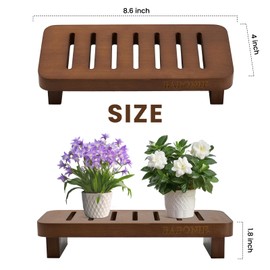 Farmhouse Wood Tray Pedestal Stand for Kitchen Decor Counter,Walnut Dishes Plant Display - 8.6"x4" Dark Brown, Soap Dish Holder Decor for Bathroom, Kitchen Sink & Countertops (Packed in a Case)