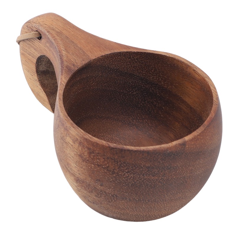 Wooden Coffee Cup with Handle Comfortable Grip Rustic Decorative Milk