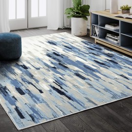 Abani Rugs Blue & Beige Abstract 7'9'x10'2' Area Rug - Porto Collection Contemporary Style Accent Rug