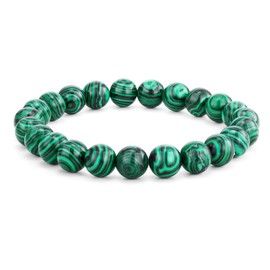 Crystal Vibe Malachite Bracelet for Protection & Growth – Natural Healing Stone 8mm Beaded Bracelet for Women Men – Adjustable Size