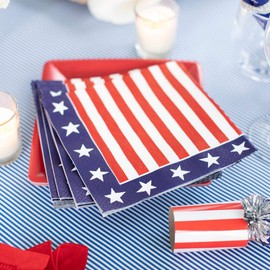 Caspari Red, White & Blue Paper Luncheon Napkins - 20 Per Package