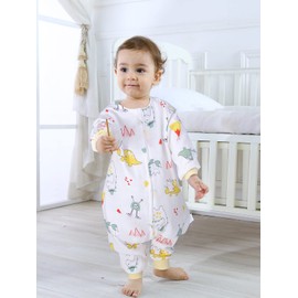 ililmmoe toddler Muslin Original 100% Cotton Sleeping Sack Sleep Bag with legs Baby Wearable Blankets Long Sleeves 1-4T, Rhino, M(Baby Between31"-38")