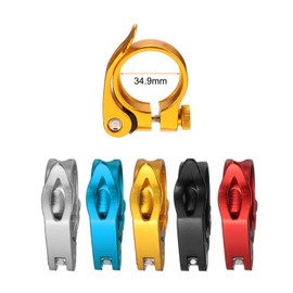 sourcing map Bike Seat Post Clamp 34.9mm Bicycle Clamp Aluminum Alloy Quick Release Seat Post Collar for Diameter 30.4 to 31.6mm Bicycle Mountain Road Bike Tube, Gold