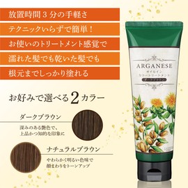 【LDK Best Buy Award Winner!】 Arganese Oil-in Color Treatment 180g with Brush Dark Brown Natural Brown Treatment to Dye Gray Hair Deeply Dyes Gray Hair in One Go (Dark Brown, 1 piece)