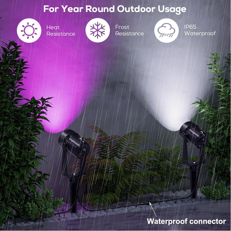 SUNTHIN Outdoor Landscape Lighting with Remote, RGBW Color Changing Spot