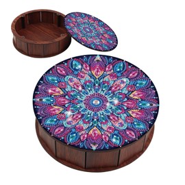 JZHYOAN Mandala Flower Diamond Art Snack Box with Lid for Family DIY Wooden Container Organizer Item Holder Diamond Painting Movie Snack Tray Organizer Mosaic Gem Art and Craft for Home Bedroom