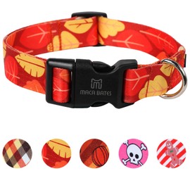 Maca Bates Designer Leaf Cute Dog Collar Autumn Red Collars for Girl and Boy Female Male para Perros Chihuahua Pitbull Birthday Gift for Small Medium Large Puppy
