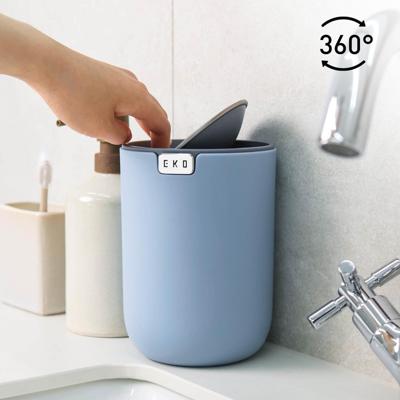 EKO Mini Desk Trash Can with Swing-Top Lid 0.4 Gallon