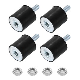 uxcell M8 Rubber Mounts, 4Pcs 30x30mm(DxH) Rubber Cylindrical Anti Vibration Isolator Shock Absorber with Lock Nut for Car Bobbin Generator Air Compressors