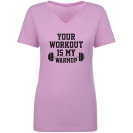 Your Workout is My Warmup Women's V-Neck Tee in Lilac - XX-Large