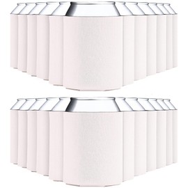 WhaleSiper 50-Pack White Blank Beer Can Cooler Sleeves, Collapsible Foam Insulated Can Sleeves for 12oz & 16oz Soda, Beer & Water Bottles, HTV & Sublimation-Friendly for DIY, Weddings & Gifts