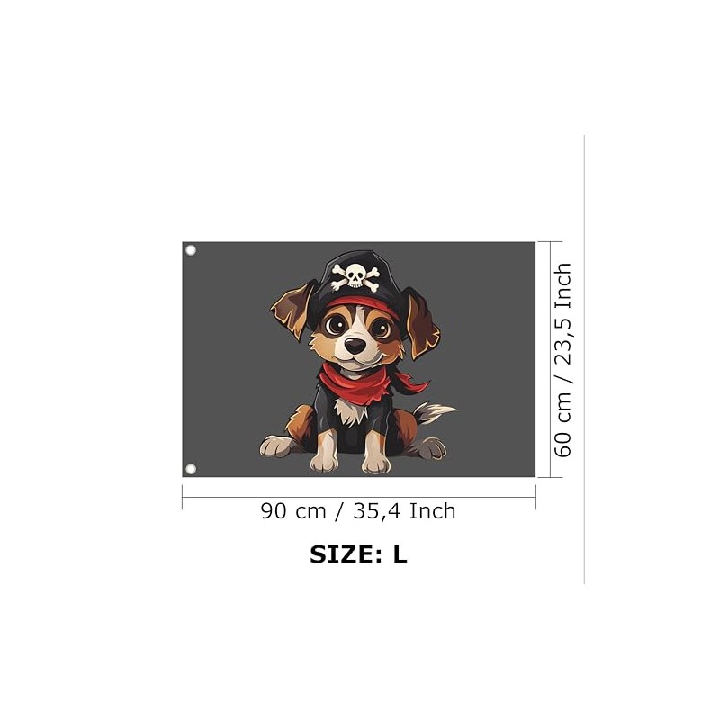 Pirate Flag in Various Sizes, Weatherproof with Eyelets, Outdoor and
