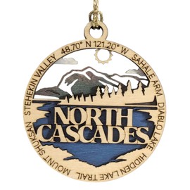North Cascades National Park 3" Christmas Ornament - Two-Layer Wood Decor - Sahale Arm & Diablo Lake Scene - Handmade in USA