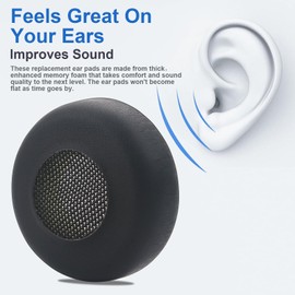 Evolve 65 Ear Pads Replacement Ear Cushions Compatible with Jabra Evolve 65/40/30/20, Evolve 65UC/65MS/40UC/40MS/30US/30II/20SE/20UC/20MS Headset Noise Isolation Memory Foam Earpads Earmuffs - Black