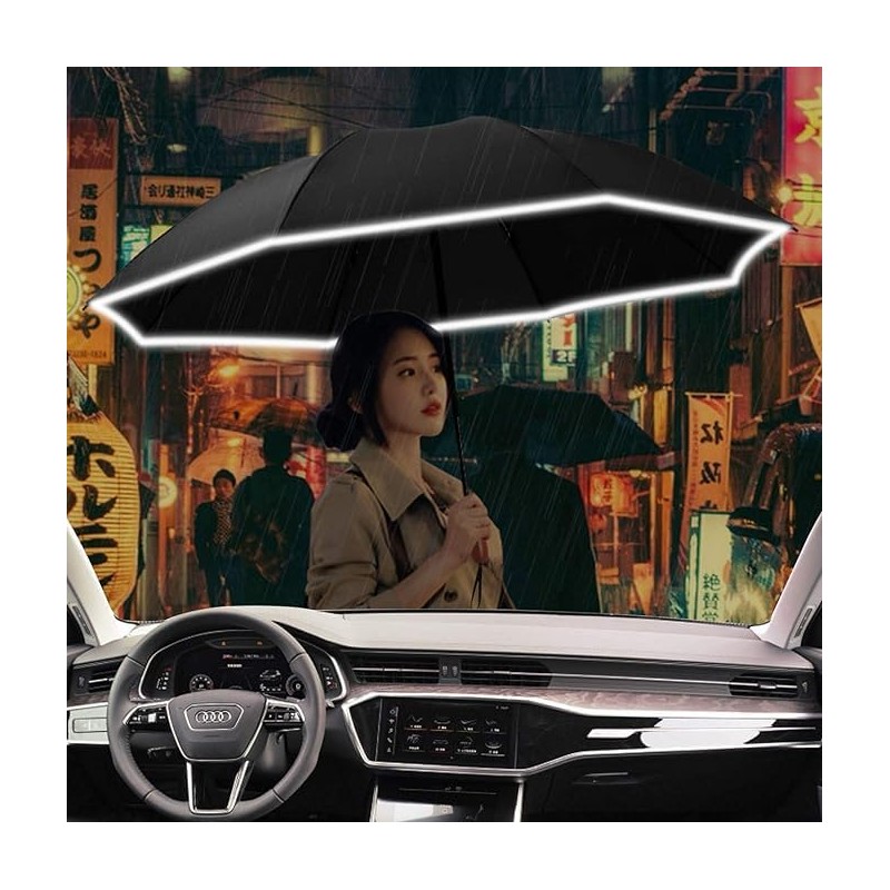 Lejorain Large Reverse Umbrella -50 Inch Windproof Folding Inverted Umbrella