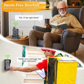 UHAXZ Wireless Doorbell, Full Duplex Doorbell Wireless, 1000ft Long Range, Hands-Free Intercom Door Bell 2 Way Communication, 4 Chimes 8 Volume Levels, Intercoms Wireless for Home House(Black)