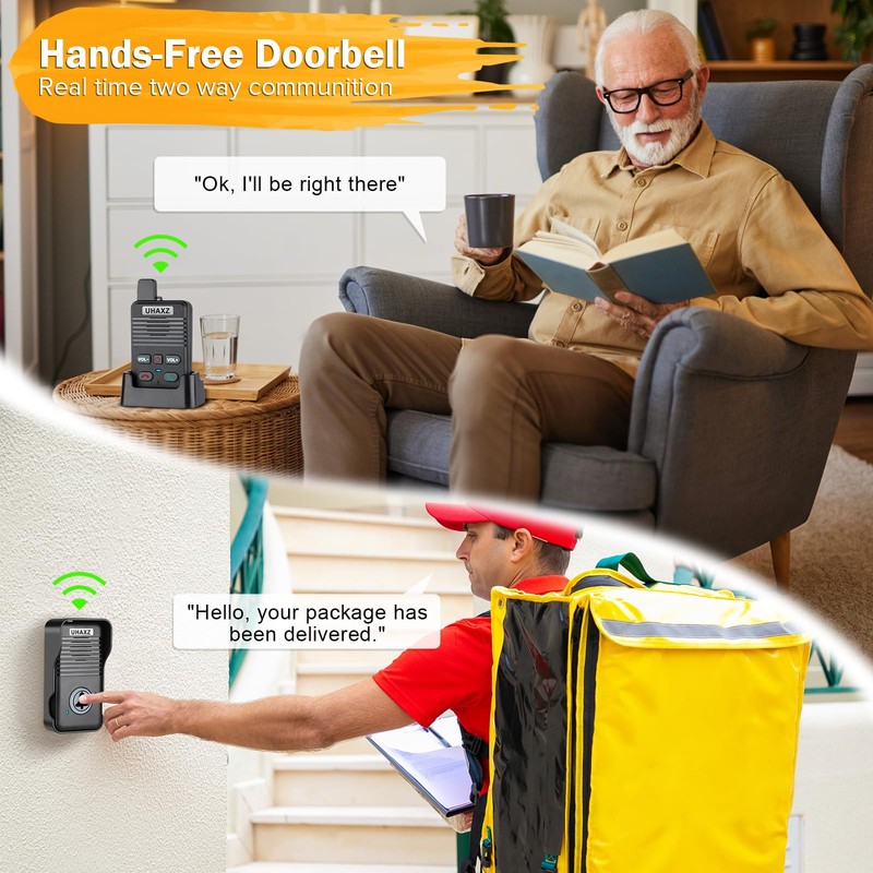 UHAXZ Wireless Doorbell, Full Duplex Doorbell Wireless, 1000ft Long Range,