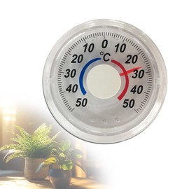 TVETE Wall Mounted Thermometer, Bimetal Thermometer, Transparent Outdoor Thermometer, Outdoor Thermometer, 2 Color Scale, (-50°C to +50°C), Transparent, Indoor/Outdoor, Analog, Round, Lightweight, 2.0