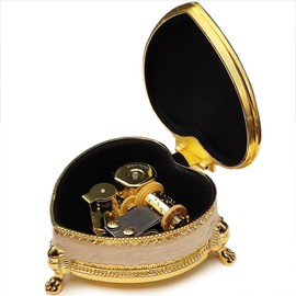 falado Emboss Alloy Metal Colorful Music Box Wind Up and Golden Movement Music Box for Christmas/Birthday/Valentine's Day (Heart Shaped, Song:Fly Me to The Moon)