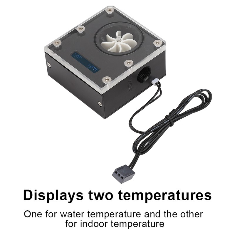 WDXS T4 Computer PC Water Cooler Dual Temperature Monitoring LCD