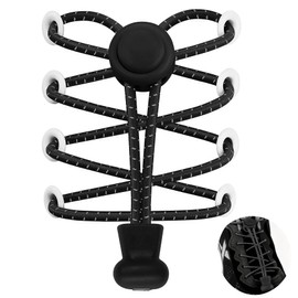 7STROBBS 2 PAIRS No Tie Elastic Trainer Laces, Easy Lock Shoelaces for Sport Running Walking Boots, String Shoe Lace for Adults Kids Women Mens Black