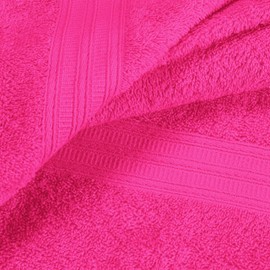 BOUTIQUO 6 Pack Cotton Towel Set, Contains 2 Bath Towels 27x54 inch, 2 Hand Towels 16x24 inch & 2 Wash Coths 12x12 inch, Ideal Everyday use, Ultra Soft Compact & Lightweight - Hot Pink