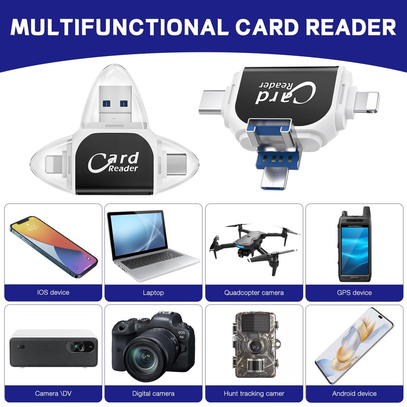Mineup Multi-Port 4 in 1 Universal SD TF Card Reader,
