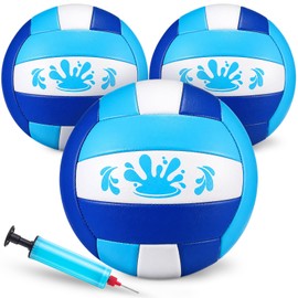 Leitee 3 Pcs 8.5 Inch Waterproof Soft Beach Volleyball Swimming Pool Water Volleyball with Soft Cover and Pump for Teens Adults Outdoor Indoor Pool Beach Play Training Practice(Blue)