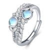 Twoowl Adjustable Moonstone Ring 925 Sterling Silver Leaf Ring Marquise