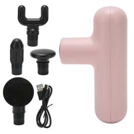 Mini Massager Ultra Small Quiet 4 Speed Powerful Vibration Deep Tissue Massager with 4 Massage Heads for Men Women Pink