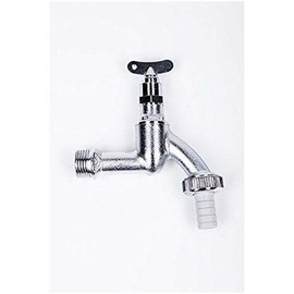 bath & more 150012326 Outlet Valve 1/2 Inch Matt Chrome Brass with Socket Spanner Upper Part