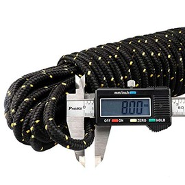 G2PLUS 20M Black Multi-functional Nylon Rope, 8MM Thick Heavy Duty Hanging Cord String, Traction Tying Rope for Camping Outdoor Garden