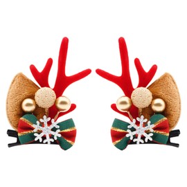 1 Pair Christmas Hair Clips for Women Girls - Reindeer Hair Clip Deer Horns Barrettes Holiday Xmas Hair Accessories (Snowflake)