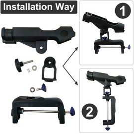 OROOTL Fishing Rod Holders for Boat 360 Degree Adjustable Fishing Pole Holder with 2 Side Mounts Kayak Canoe Marine Folding Rod Rack Accessories…