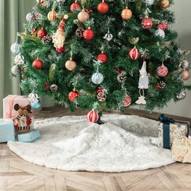 Deggodech Christmas Tree Skirts, Christmas Tree Skirt, Round Christmas Tree Skirt, Fur Christmas Tree Stand Carpet for Christmas Holiday Decorations
