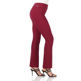 REKUCCI Women's Ease Into Comfort Stretchy Straight Leg Office Pant with Tummy Control (2 Short, Burgundy)
