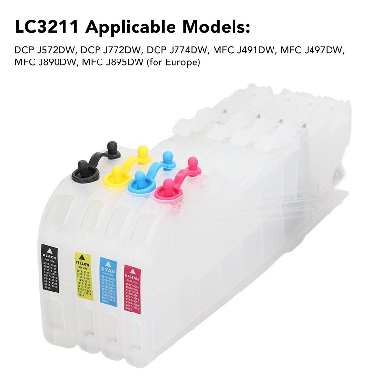 4Pcs Ink Cartridge Set Lengthen Refill Inkjet Printer Replacement Magenta