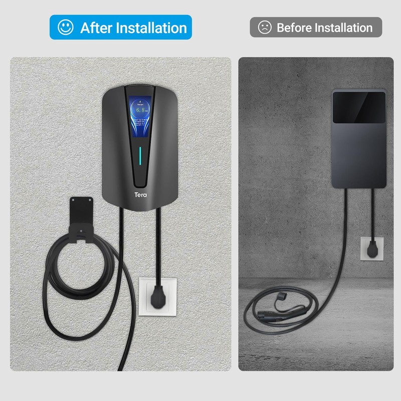 Tera EV Charging Cable Holder: Heavy Duty Wall Mount J-Hook
