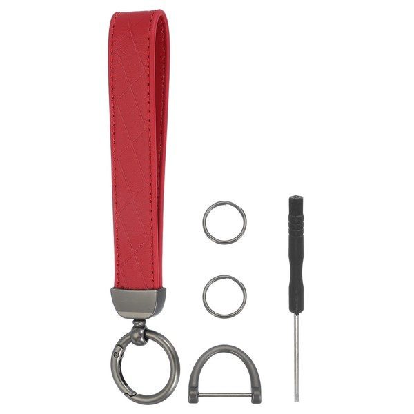 sourcing map Leather Wristlet Keychain Car Key Chain Wristlet for