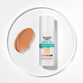 Eucerin Protector Solar Sunscreen Mineral con Color SPF 35 UVA UVB Glow Natural Piel Sensible Oxido de Zinc No Comedogenico Acabado Suave Sin Irritaci