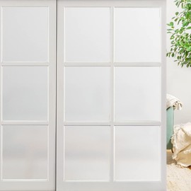 LEMON CLOUD Window Privacy Film Frosted,Non Adhesive Opaque Bathroom Door Window Film,Static Cling Stickers Privacy Day and Night,Vinyl Glass Coverings for Home Office(23.6 x 157.4 Inch, Pure White)