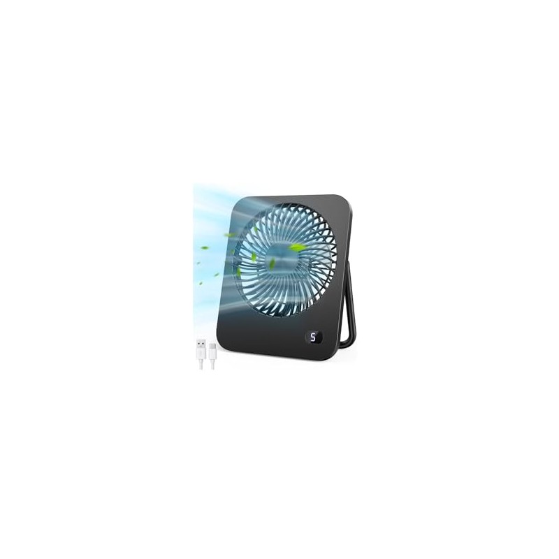 Mini USB Fan, 5 Speeds Table Fan, Very Quiet &