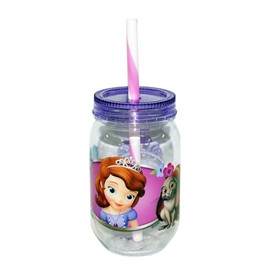 Zak 1555-2874D Vaso con Tapa y Popote, Modelo Sofia, color Blanco/Lila