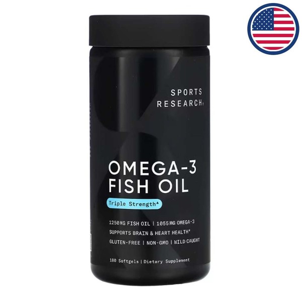 Sports Research Omega 3 Fish Oil DHA EPA 1250mg Triple Strength MSC 180 Capsules / 스포츠리서치 오메가3 피쉬오일 DHA EPA 1250mg 트리플스트렝스 MSC 180캡슐