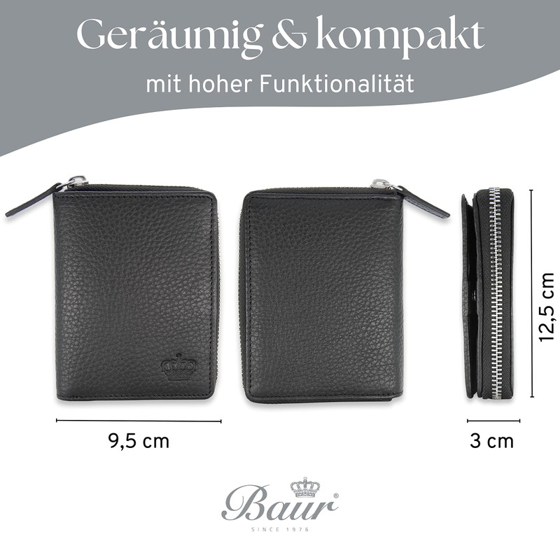 Baur Women's Genuine Leather Wallet with RFID Protection, Small Wallet,